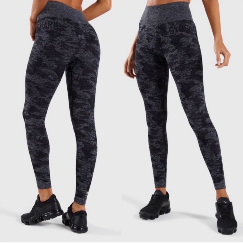 Gymshark Adapt Camo Seamless Leggings black and gray camo size xs - Picture 1 of 12